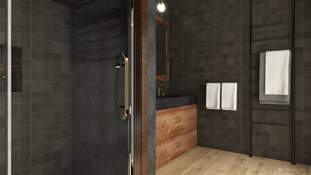 Modern Mountain Lodge Bedroom 3d design renderings
