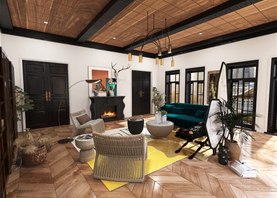 Eclectic - Living Room Design Rendering