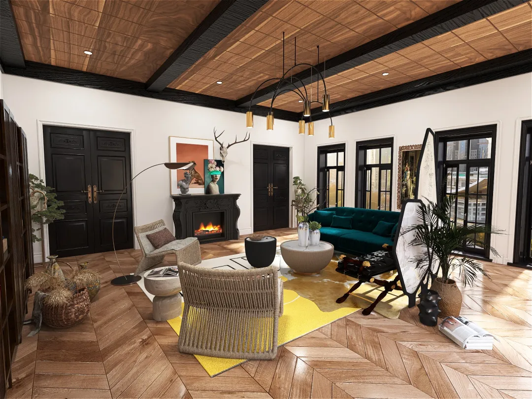 Eclectic - Living Room 3d design renderings