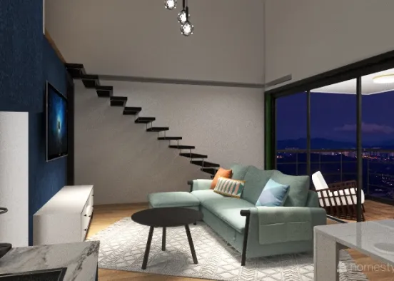 Apartment with Loft Design Rendering