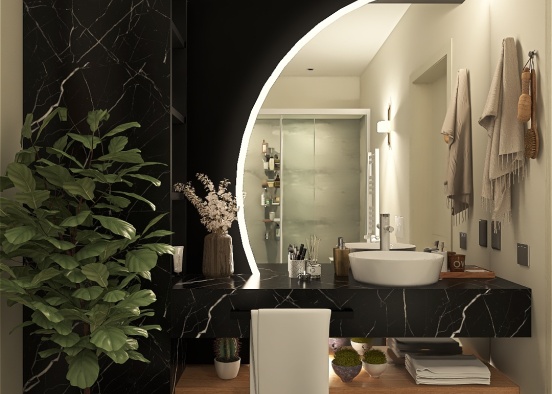 Black Bathroom Design Rendering