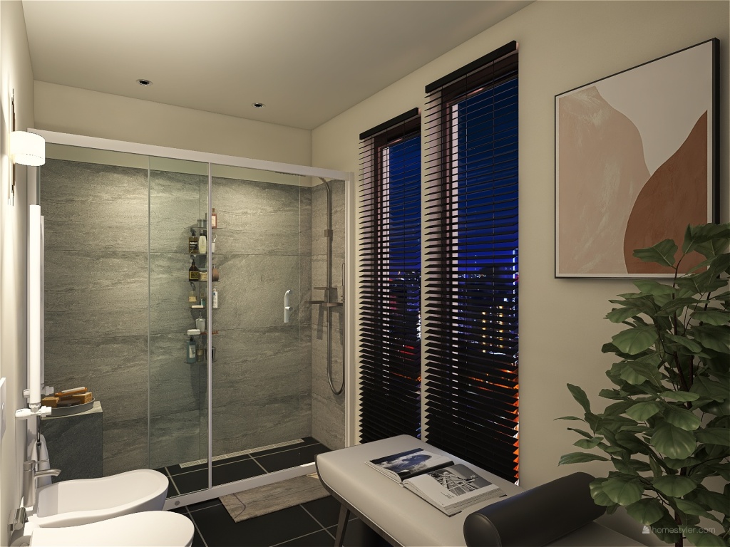 Black Bathroom 3d design renderings