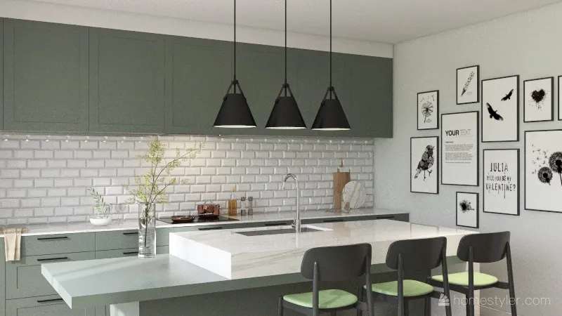 Kitchen/Living room/Dining room 3d design renderings