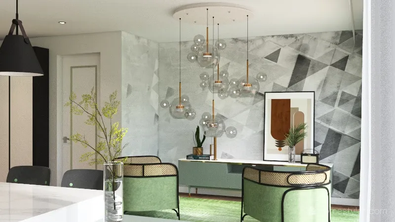 Kitchen/Living room/Dining room 3d design renderings