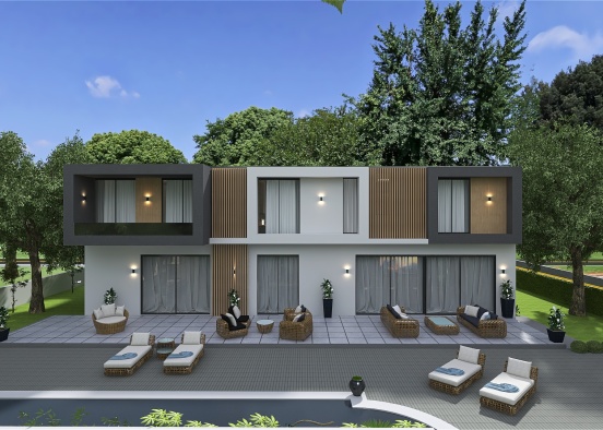 Contemporary Home in the forest Design Rendering