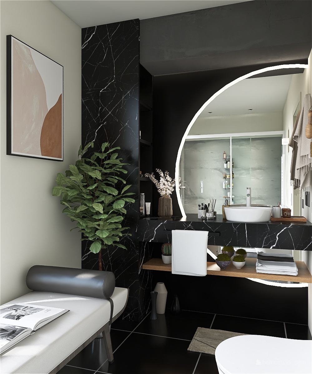 Black Bathroom 3d design renderings