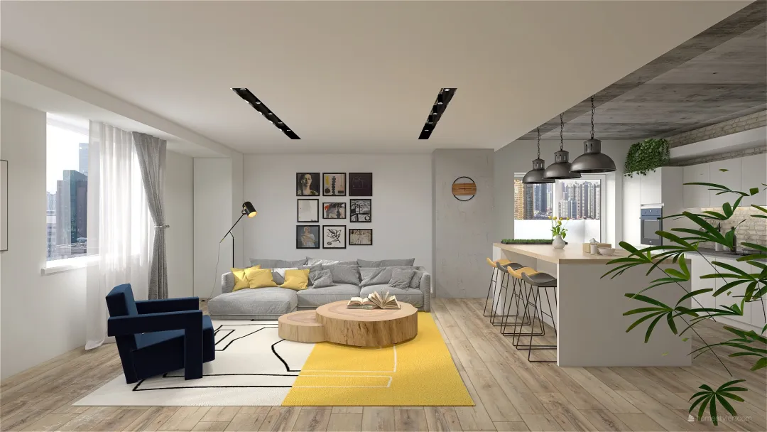 Concrete apartement 3d design renderings