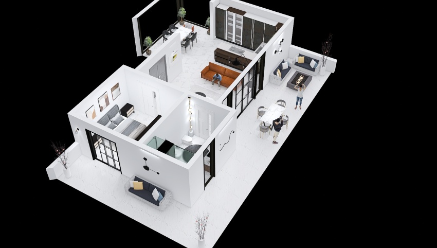 Apartment in the city 3d design picture 138.95