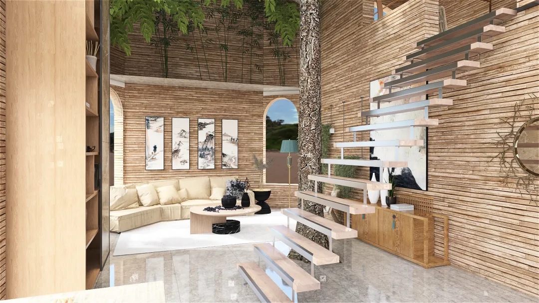 oriental loft house. 3d design renderings