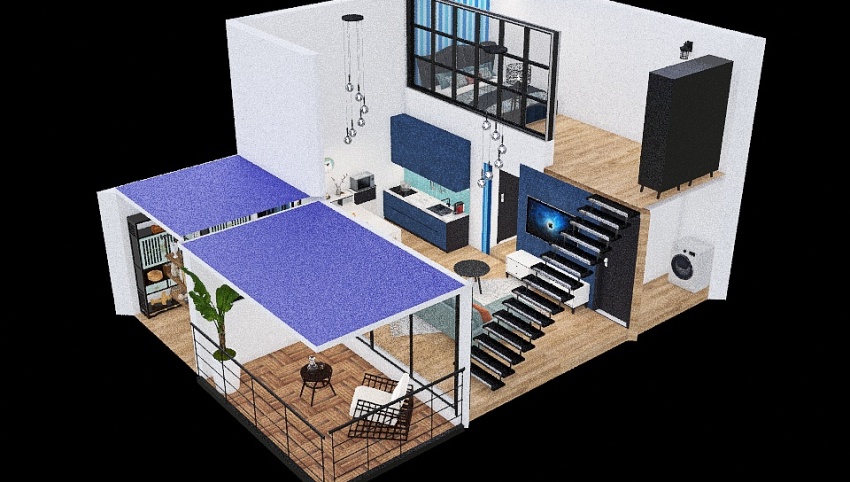 Apartment with Loft 3d design picture 109.81
