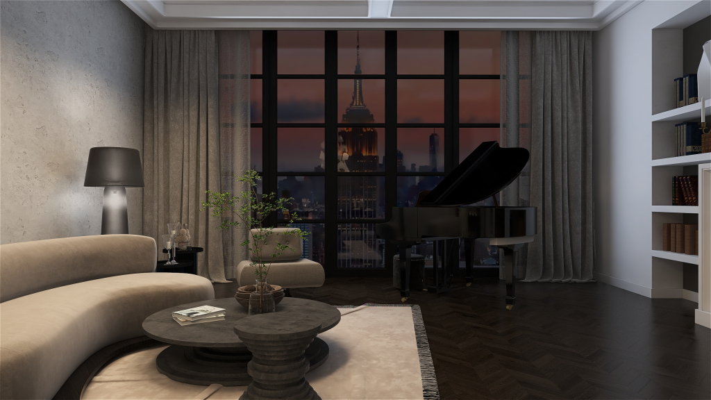 Contemporary Penthouse in NYC Grey 3d design renderings