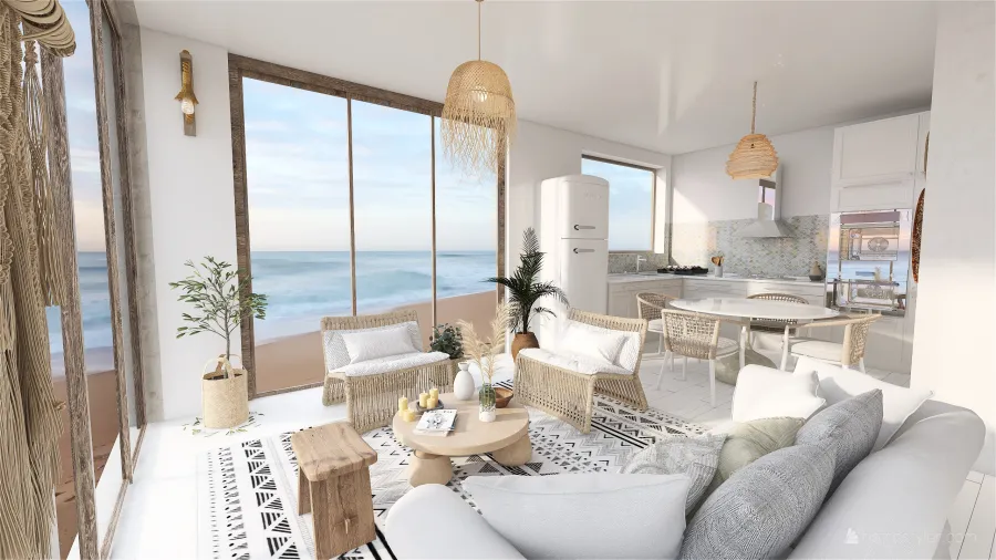 Small vacation beach house 3d design renderings