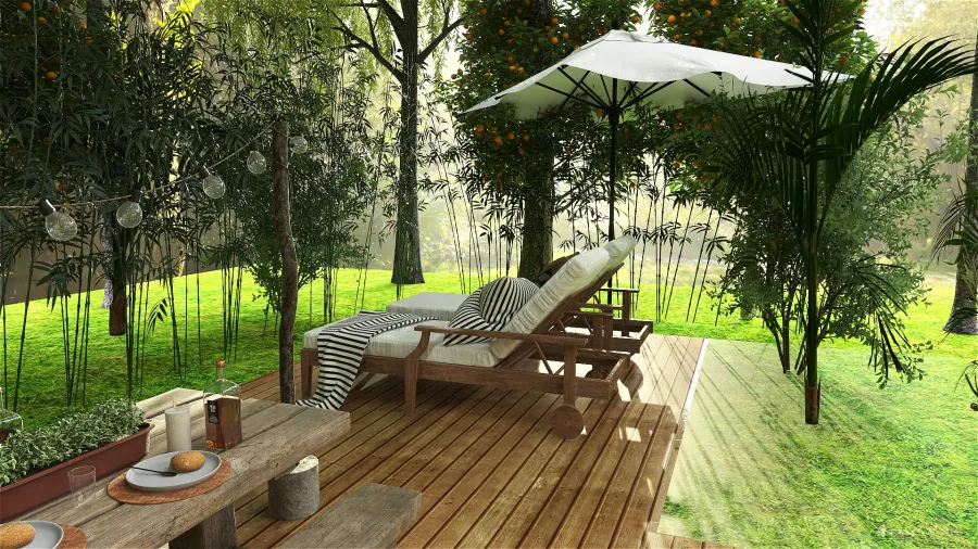 Shaded Modern Cabin 3d design renderings
