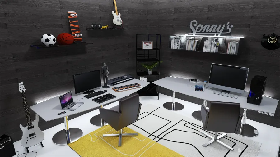 Modern Beige Office 3d design renderings