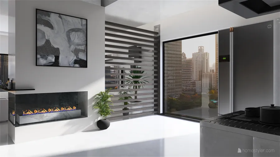 Modern Beige Kitchen 3d design renderings