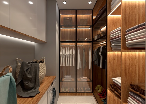 Wardrobe and Laundry room Design Rendering
