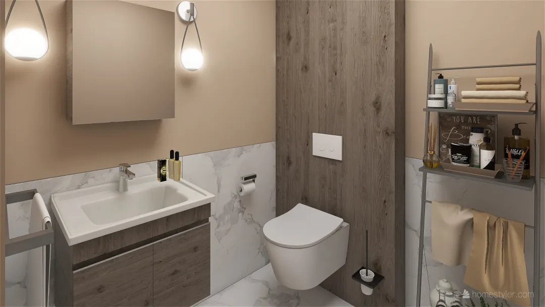 Toilette prízemie 3d design renderings