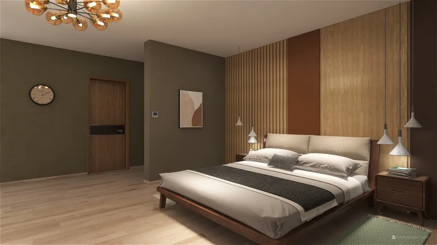 Contemporary Beige Master Bedroom 3d design renderings