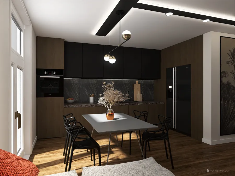 black and wood 3d design renderings