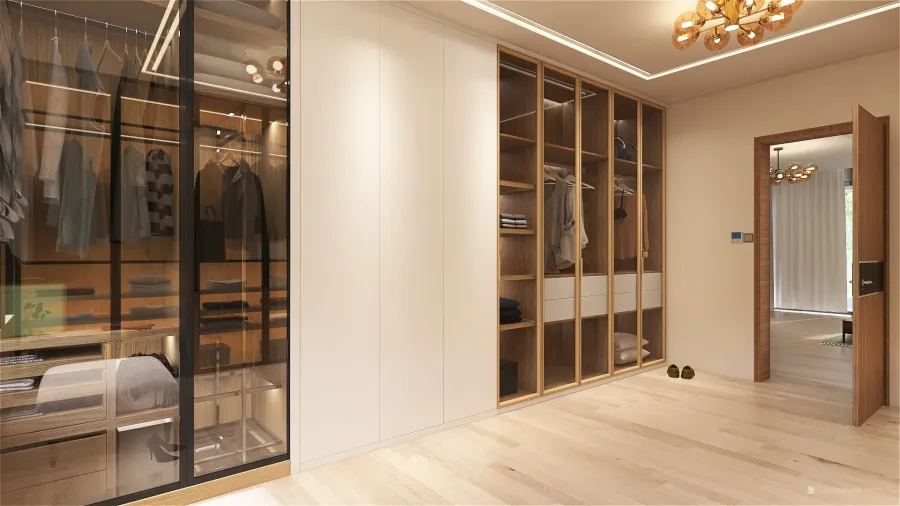 Contemporary Beige Cloak Room 3d design renderings