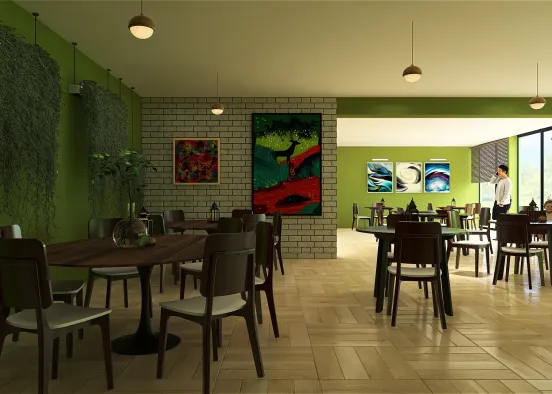 Green Restaurant Design Rendering