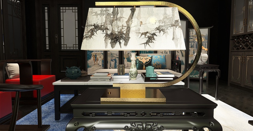 StyleOther Asian Living and Dining Room 3d design renderings