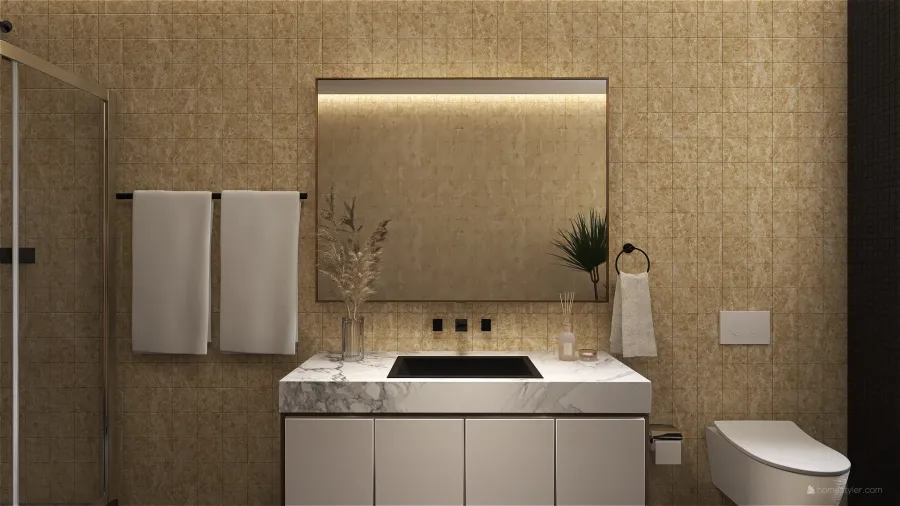 Contemporary Beige Bathroom1 3d design renderings