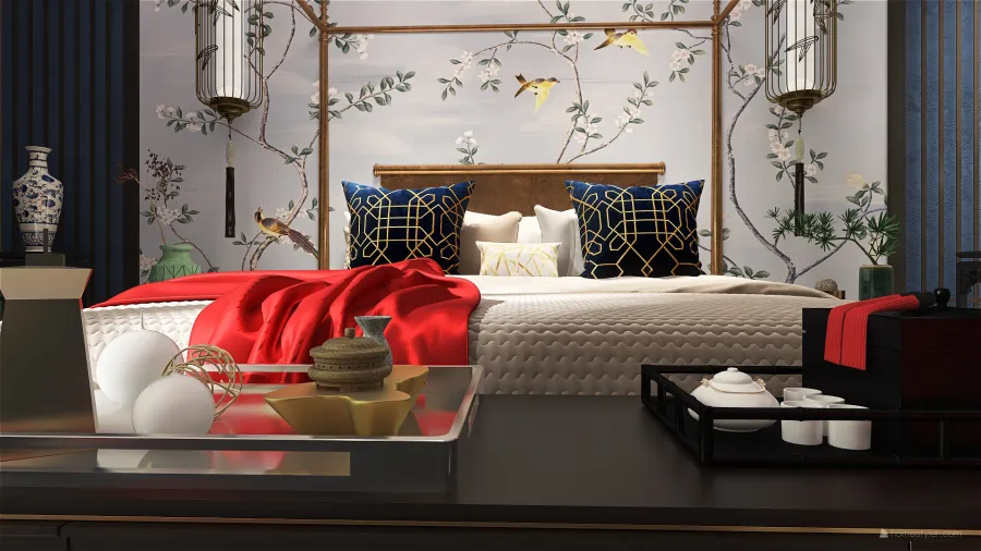 StyleOther Asian Master Bedroom 3d design renderings