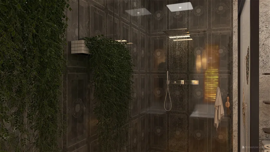 Asian ColdTones Grey Bathroom 3d design renderings