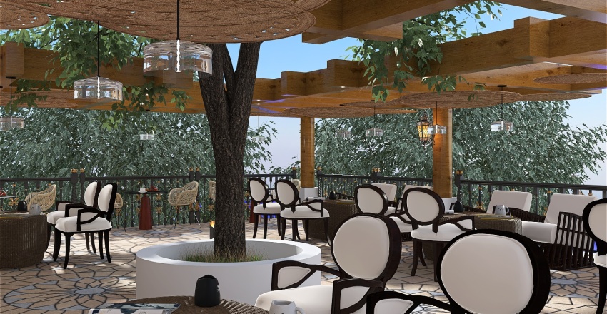 Luxurious Seaside Cafe & Restaurant 3d design renderings