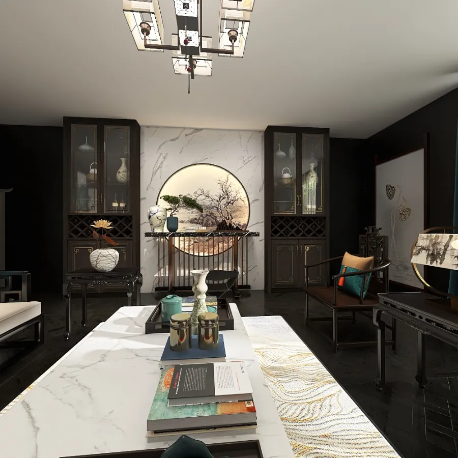 StyleOther Asian Living and Dining Room 3d design renderings