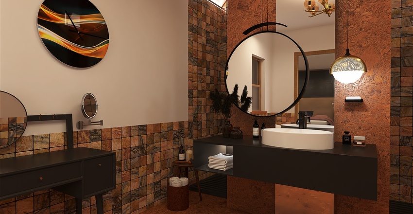 Gold & Green 3d design renderings