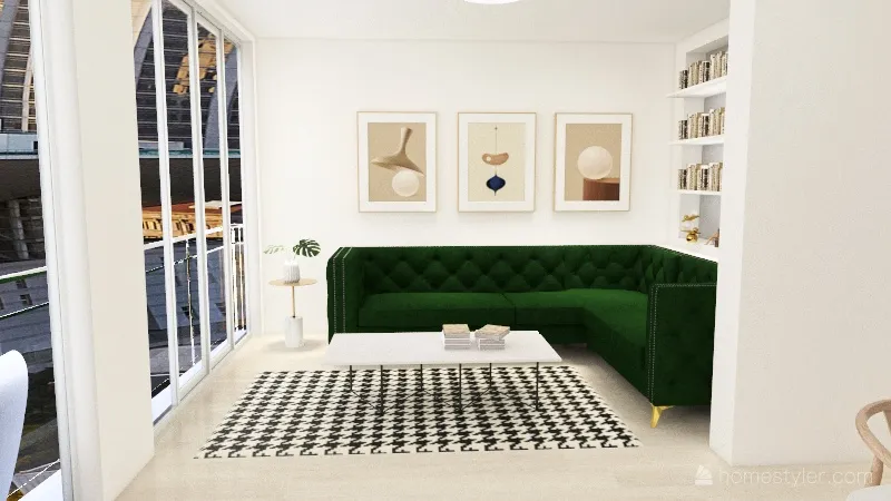 long green one bed 3d design renderings