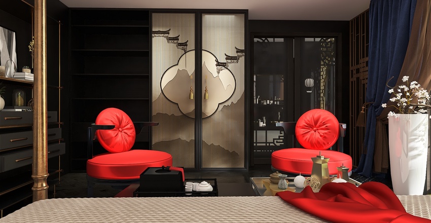 StyleOther Asian Master Bedroom 3d design renderings