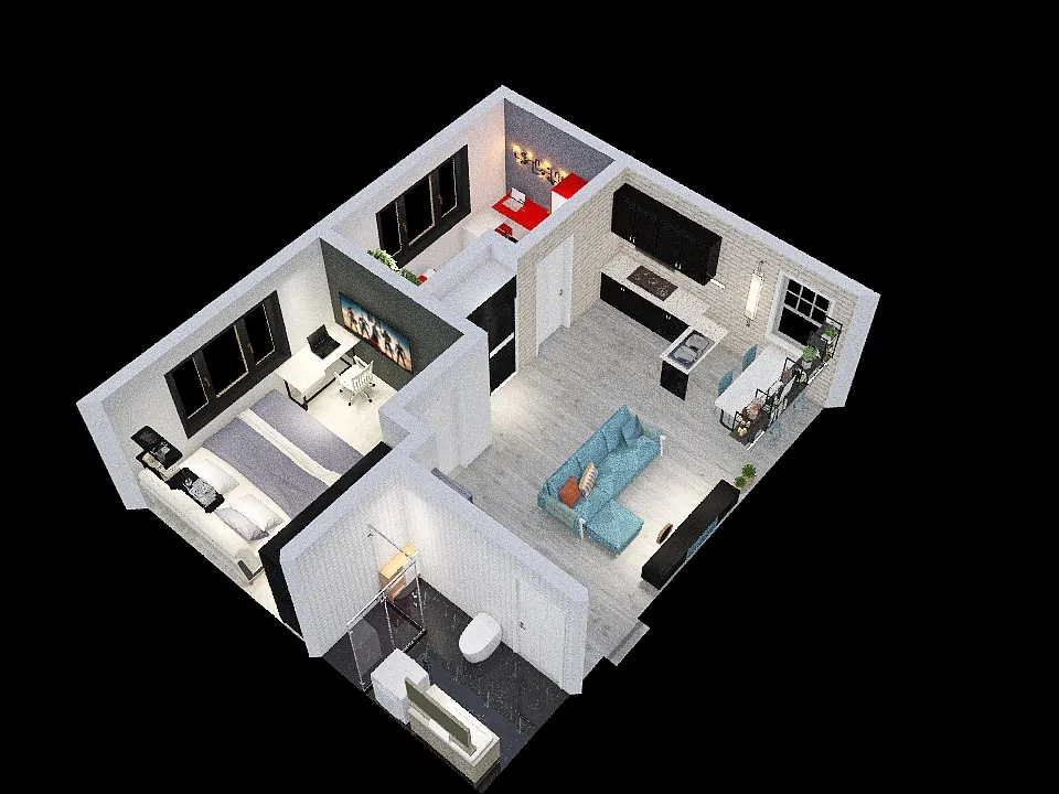 2 bedrooms appartement 3d design renderings