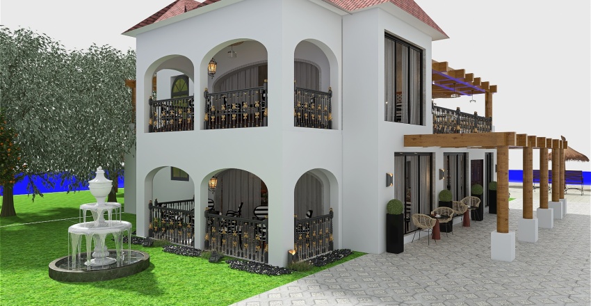 Luxurious Seaside Cafe & Restaurant 3d design renderings
