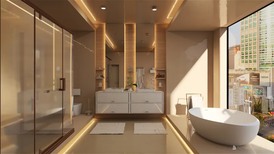Modern Beige Bedroom 3d design renderings