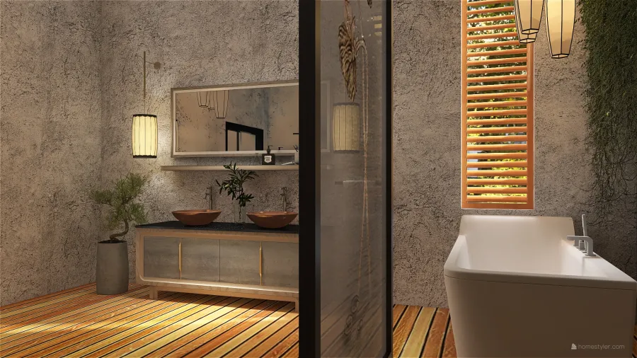 Asian ColdTones Grey Bathroom 3d design renderings