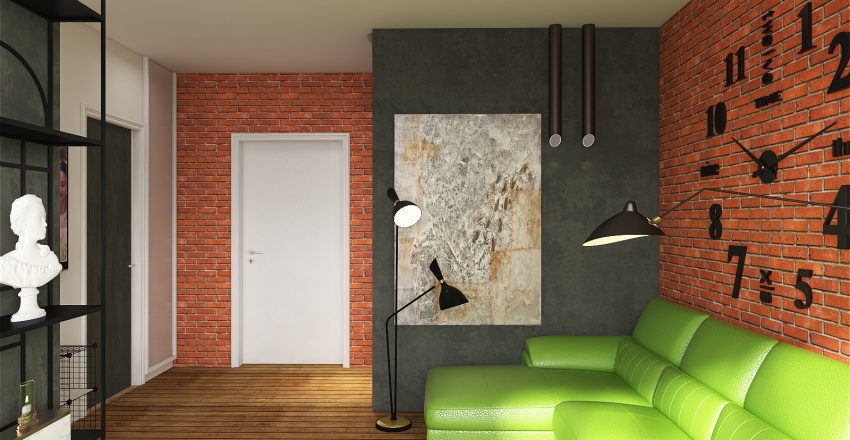 Loft of one room apartment 3d design renderings