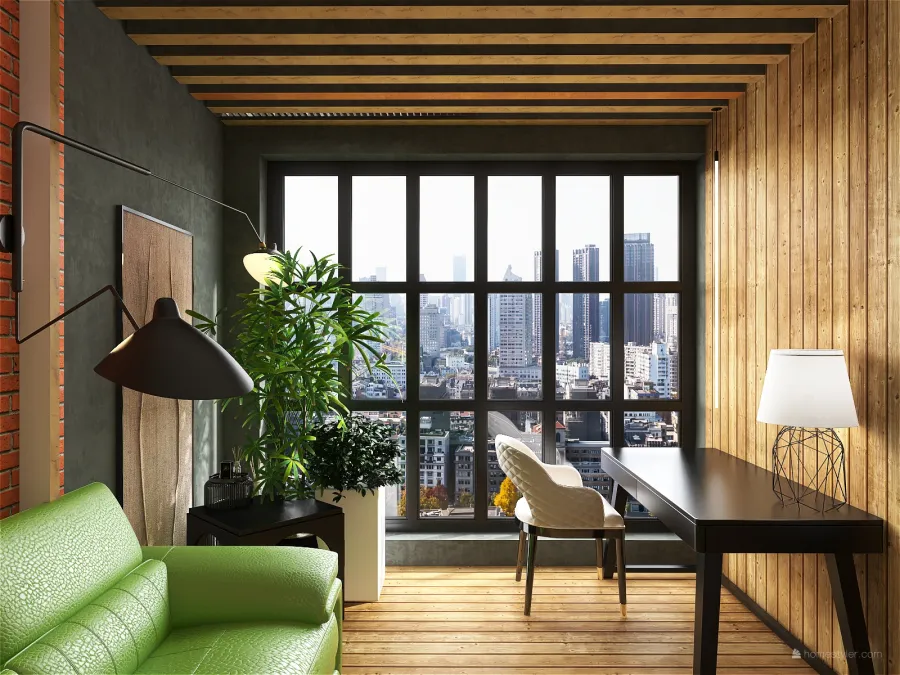 Loft of one room apartment 3d design renderings