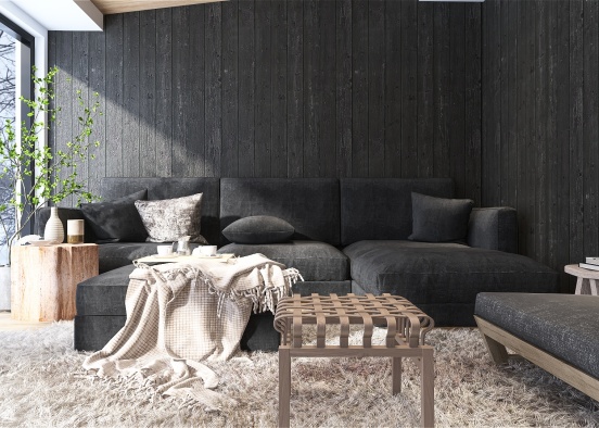 Modern Mountain Living Room Design Rendering