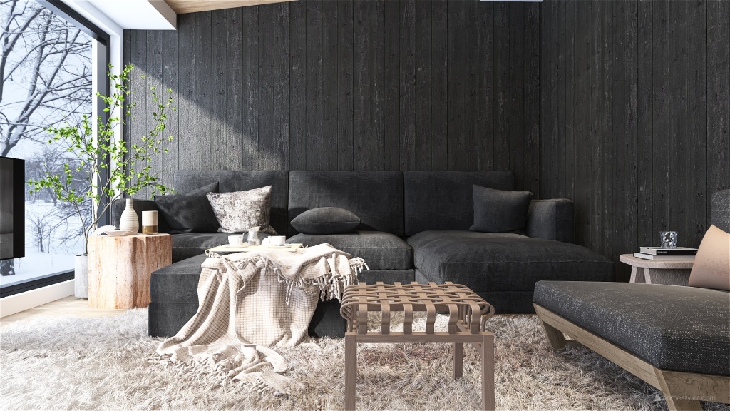 Modern Mountain Living Room 3d design renderings