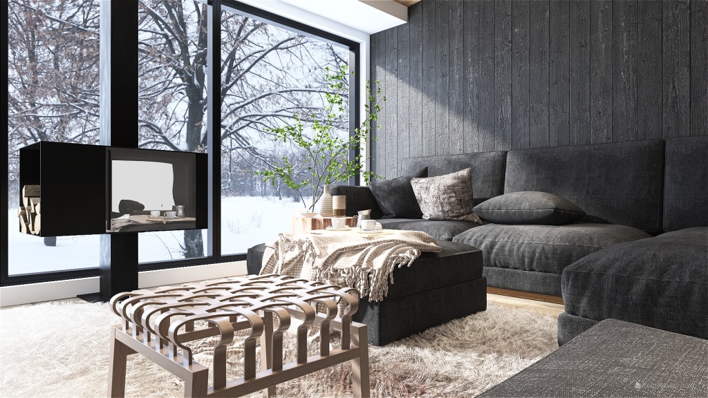 Modern Mountain Living Room 3d design renderings