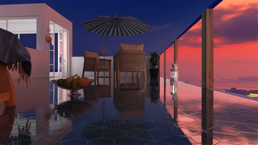Mediterranean StyleOther Blue Terrace 3d design renderings
