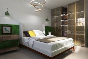 RENDERED SB Interiors - Green and White Bedroom Design Rendering