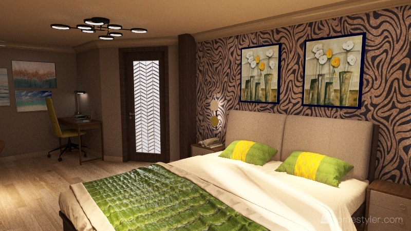 Спальня-кабинет 3d design renderings