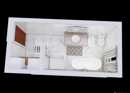 Laundry and bathroom basement Design Rendering