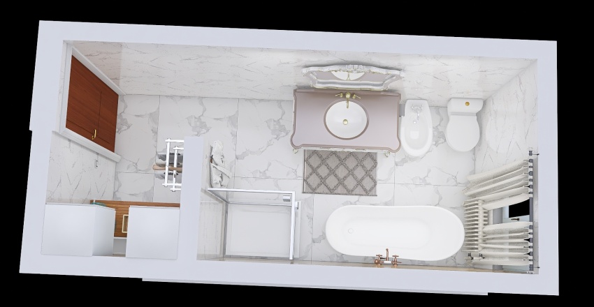Laundry and bathroom basement 3d design renderings