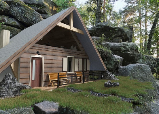 Farmhouse Adirondack Summer Cabin Design Rendering
