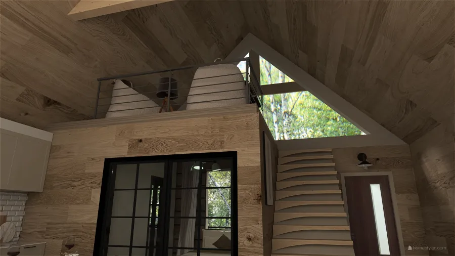 Farmhouse Adirondack Summer Cabin WoodTones 3d design renderings